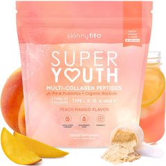 SkinnyFit Super Youth Collagen for Women Peach Mango tub with scoop