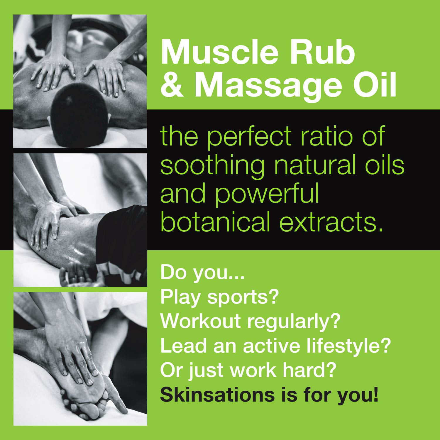 Massage oil being applied for sore muscles