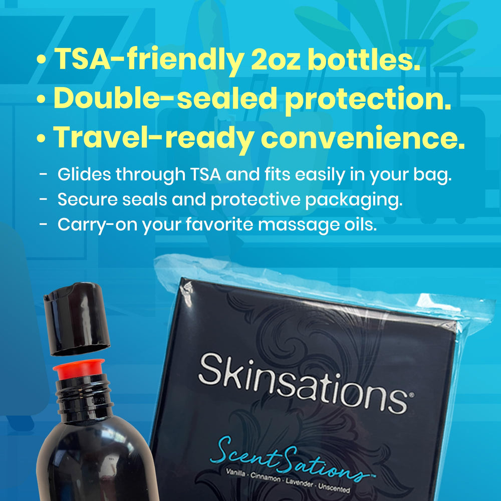 Two-ounce cinnamon-scented massage oil bottle