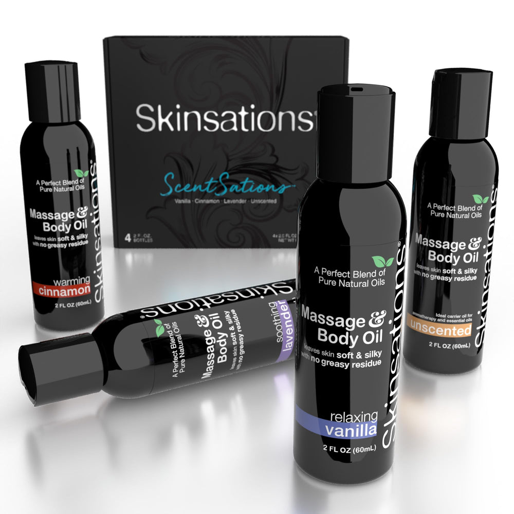 Packaging and labeling for Skinsations Massage Oil Kit