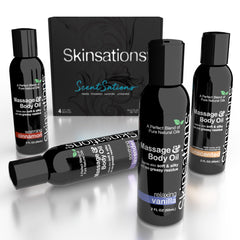 Packaging and labeling for Skinsations Massage Oil Kit