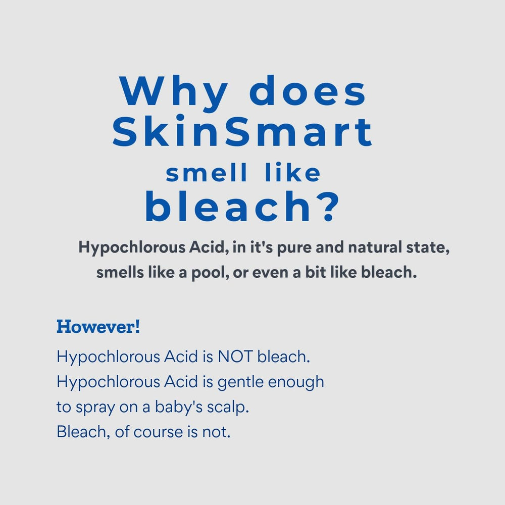 SkinSmart bottle on bathroom shelf showing 8 oz size for on the go use.