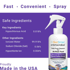 SkinSmart bottle label closeup shows pH-balanced formula for gentle use.