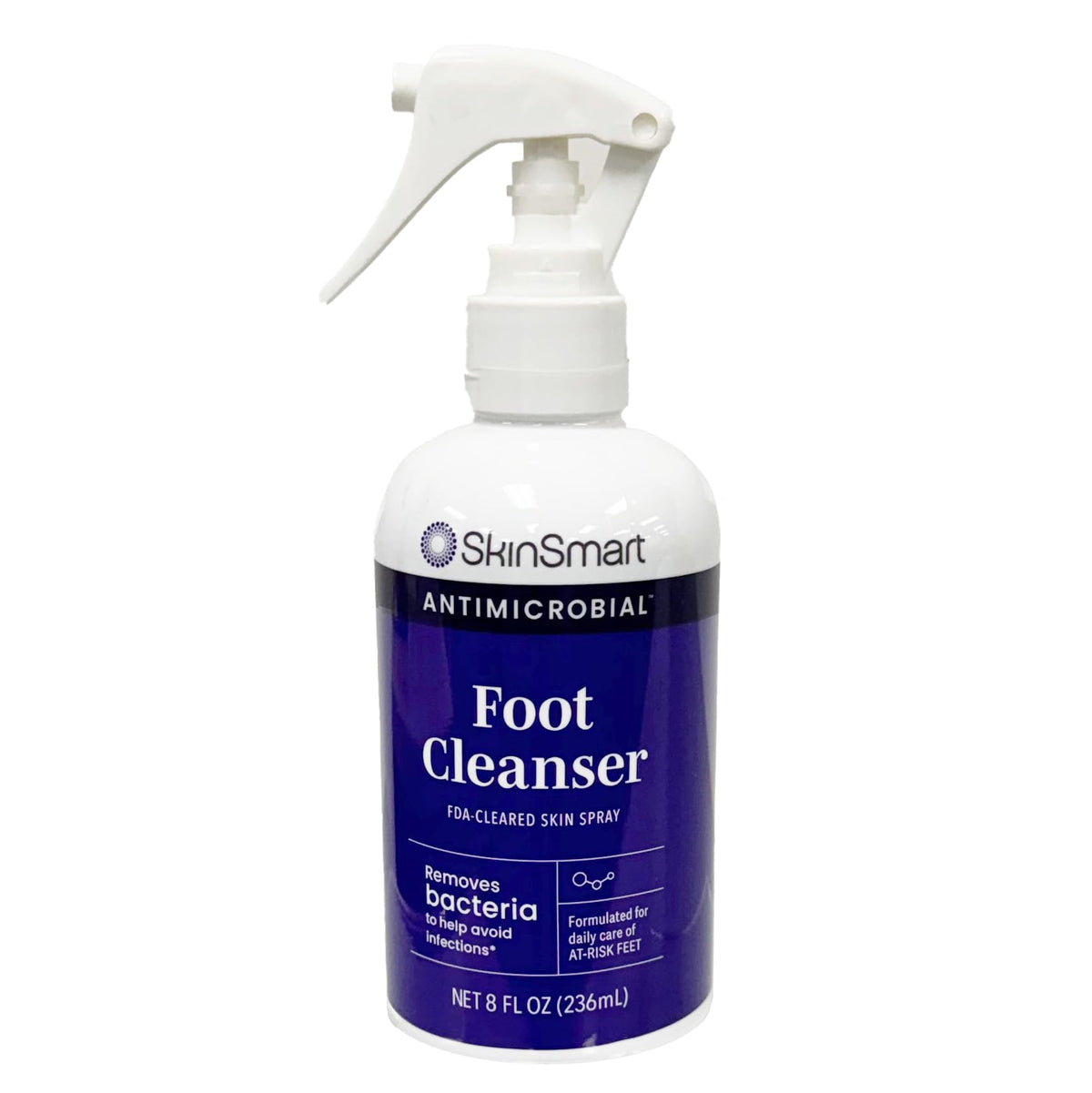 SkinSmart Daily Foot Cleanser bottle demonstrates easy daily use for at-risk feet.