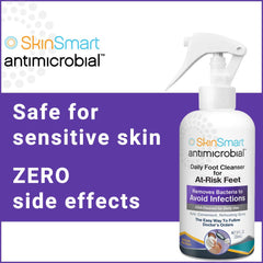SkinSmart hands dispensing spray demonstrates quick application without rinse.