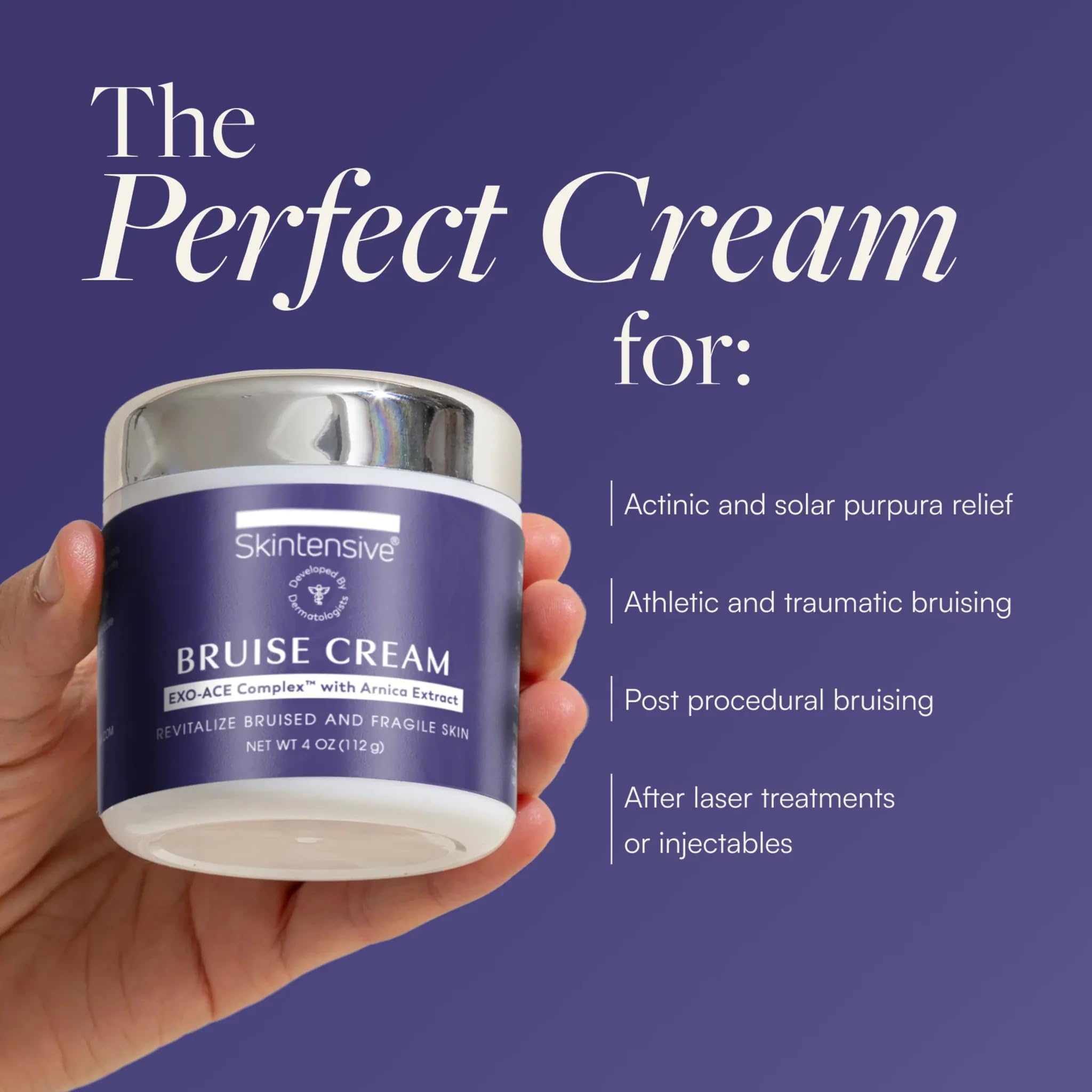 Skintensive Arnica Bruise Cream applies to hands and arms for post-injury moisturization.