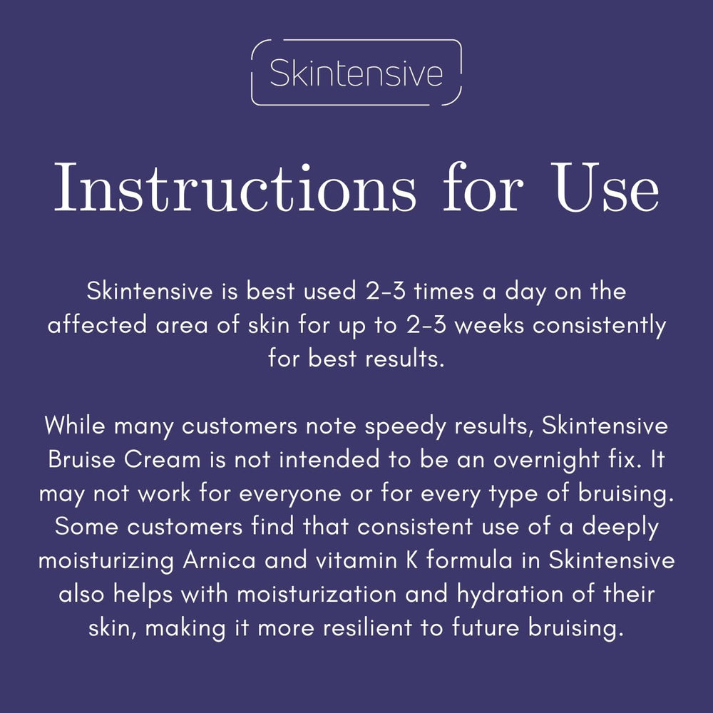 Skintensive Arnica Bruise Cream spreadable formula supports gentle skin restoration after minor wounds.