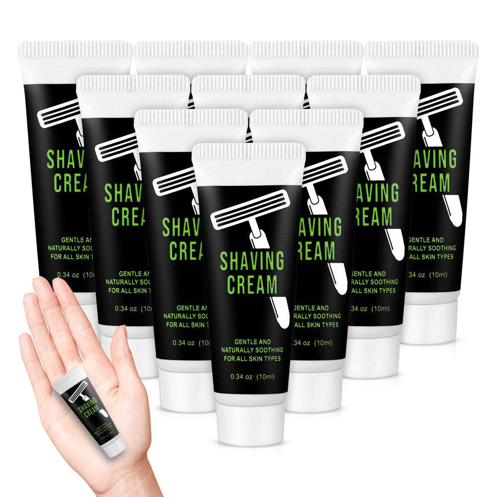 Skourvut shaving cream bulk travel foil-sealed front for mess-free hotel and donation use.