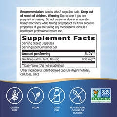 Nutrition facts and ingredients for Skullcap sleep support
