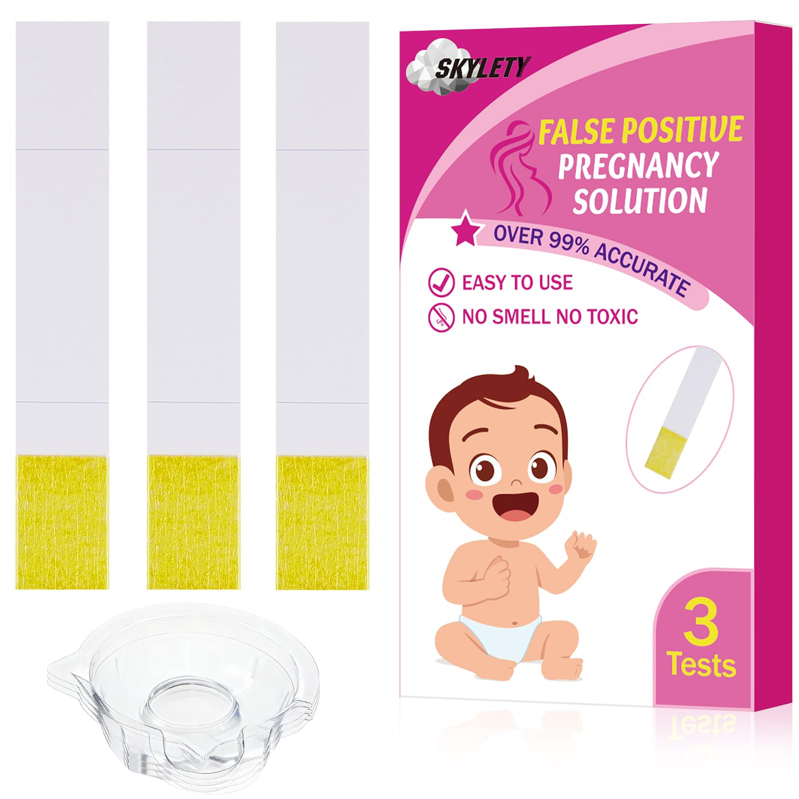 Skylety 3-Piece prank pregnancy test kit with positive strips
