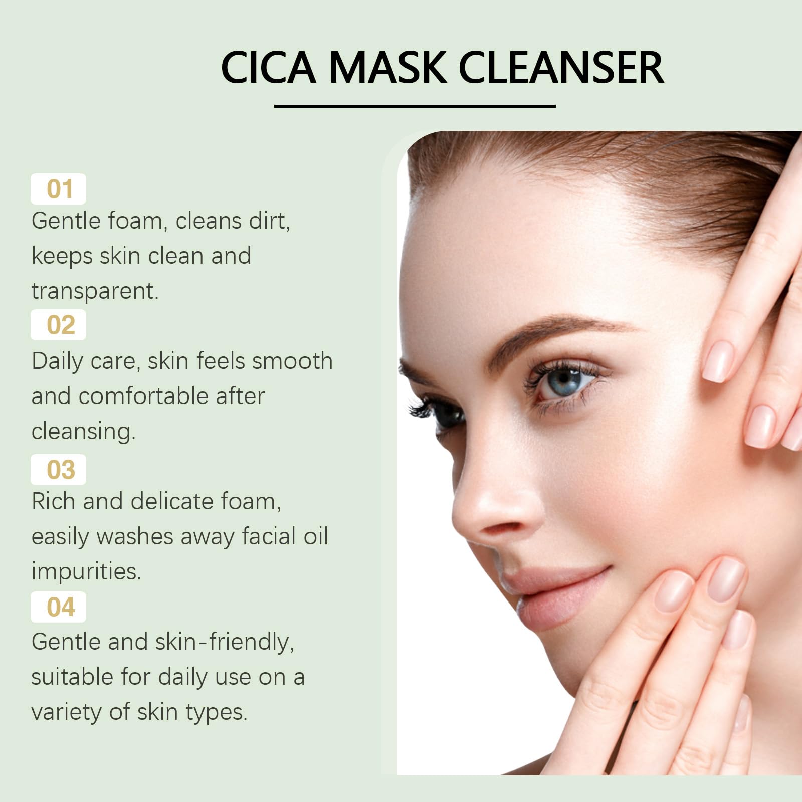 SKYLWCG CICA Mask Cleanser tea tree extract purifies excess oil for a fresh feel.