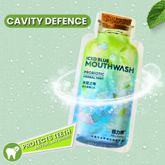 On-the-go freshness: mint mouthwash packet in a travel bag