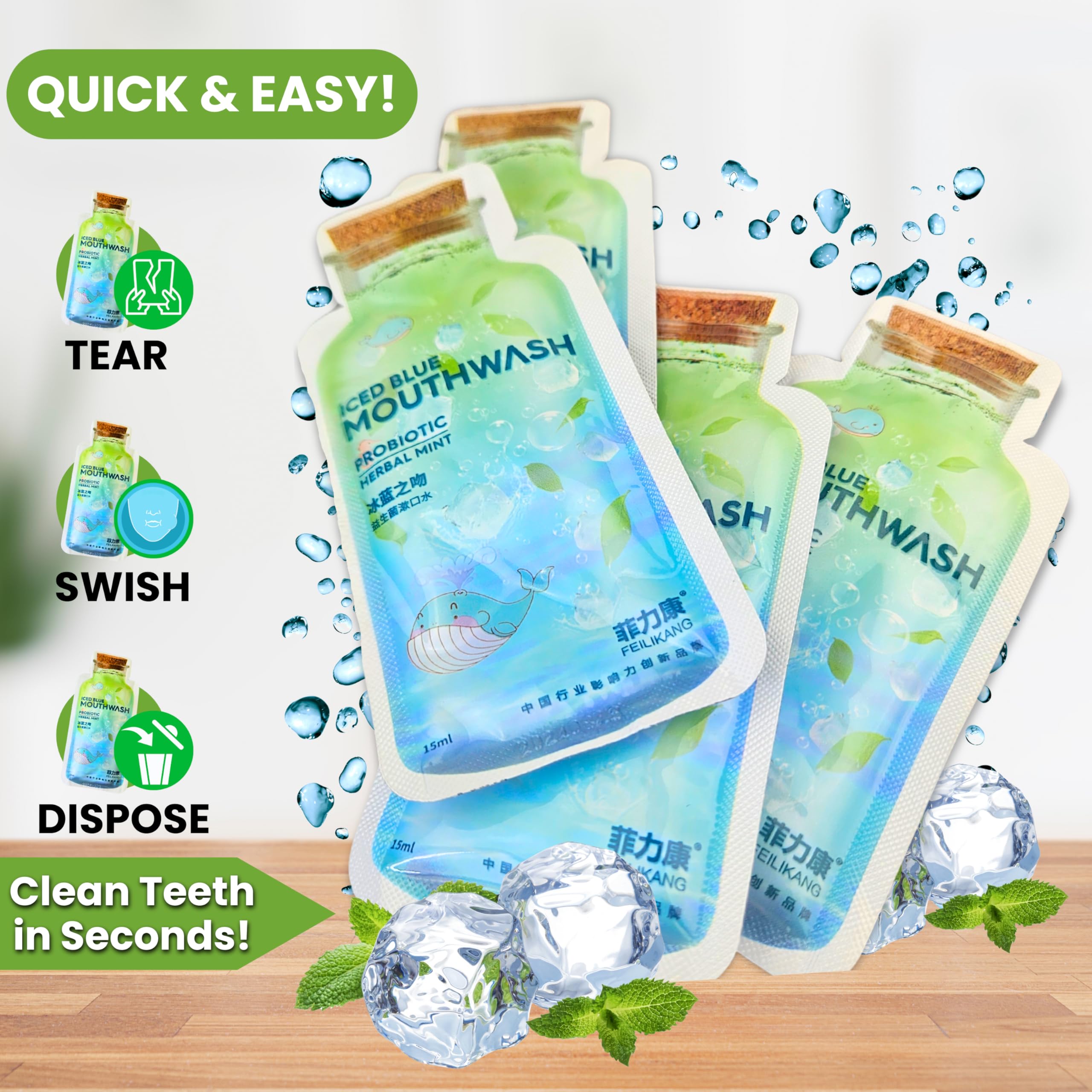 Space-saving Skywin travel kit with mini mouthwash packets