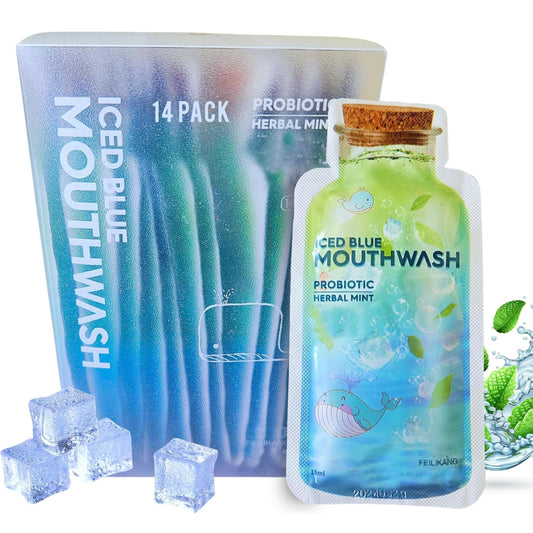 Front view of Skywin travel size mouthwash 14-pack