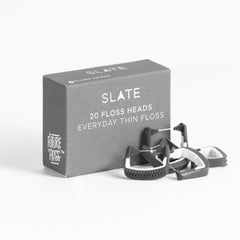 Slate Flosser Refills – 20-pack gray thin floss heads
