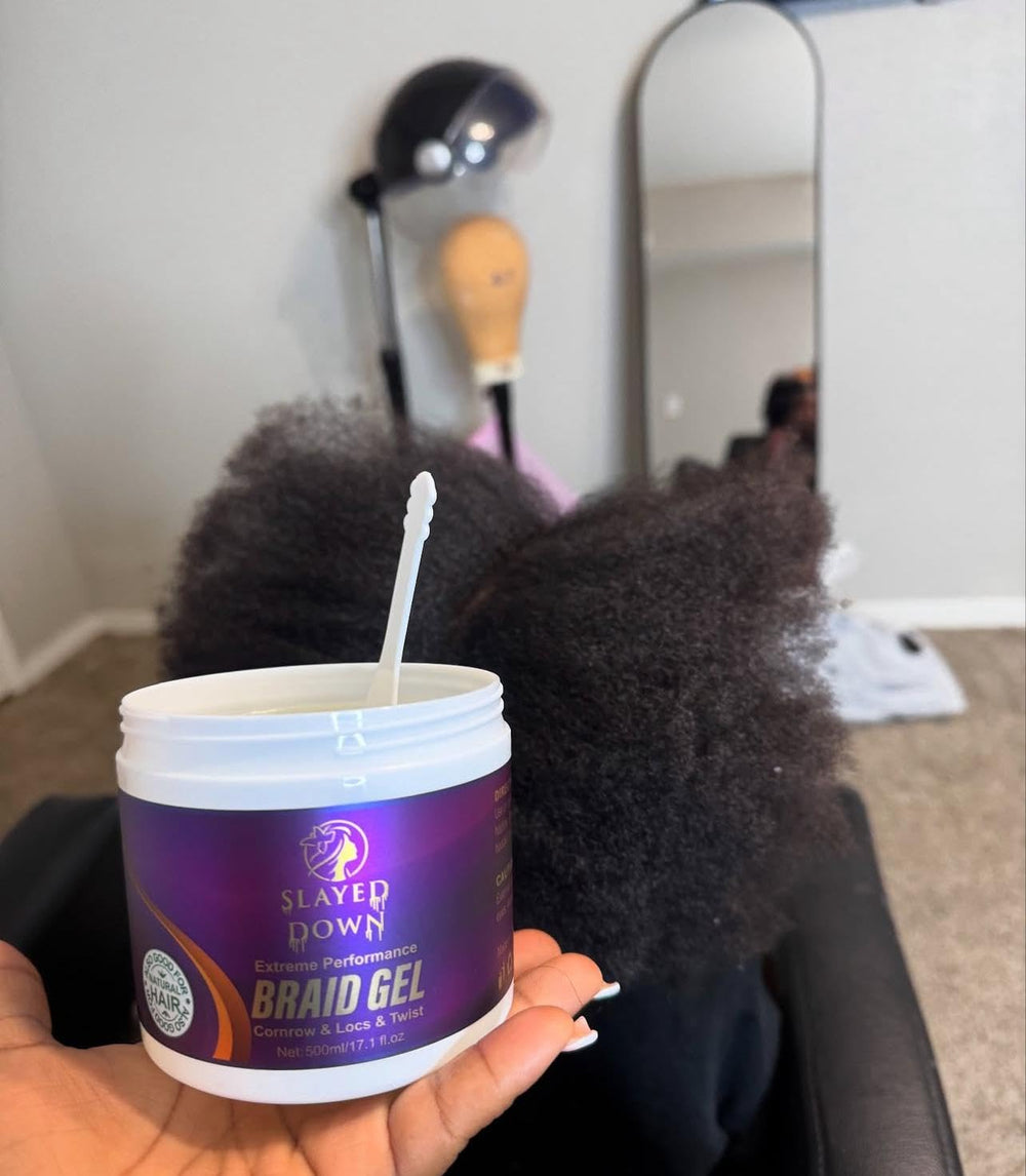 SLAYED DOWN gel provides frizz control for sleek locs and twists