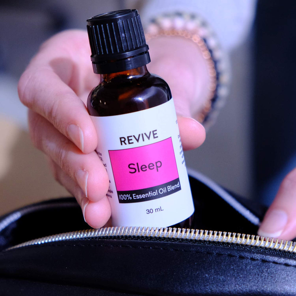 Sleep essential oil blend packaging by Revive