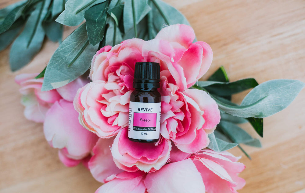 Close-up of Sleep Essential Oil Blend bottle