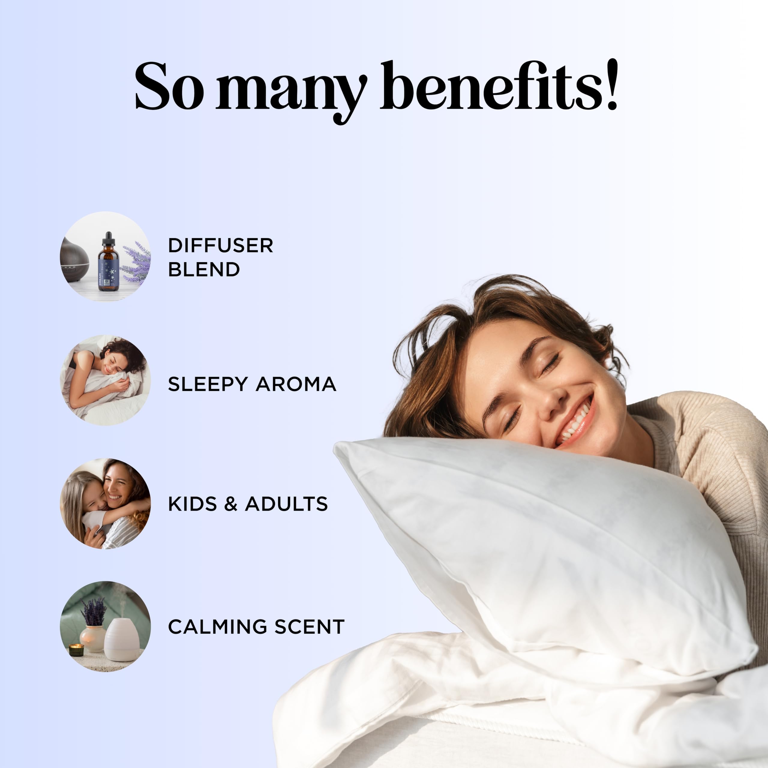 Aromatherapy diffuser bottle featuring dreamy sleep oil blend