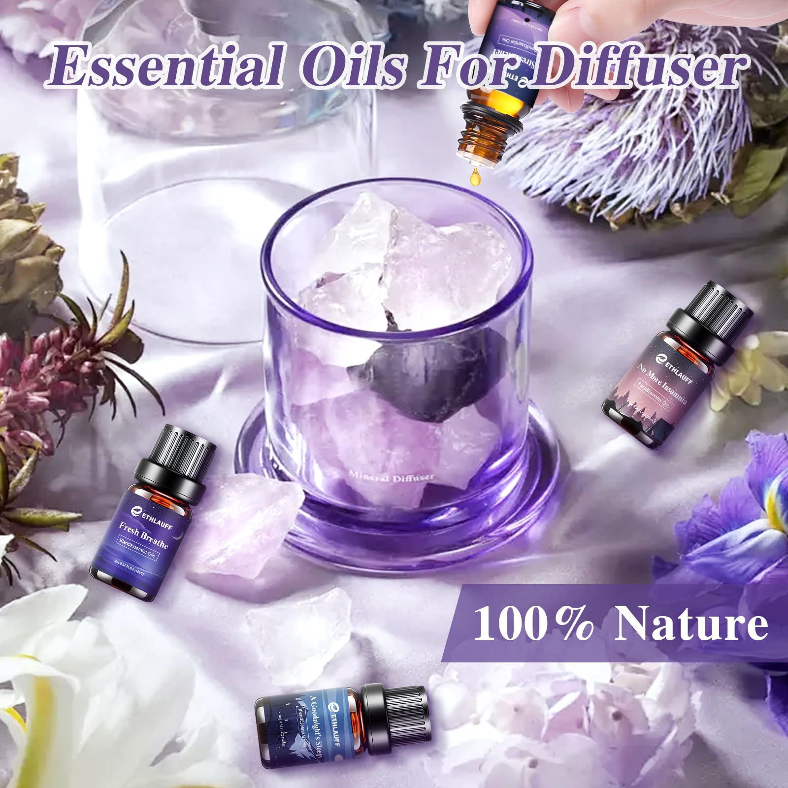Aromatherapy essential oil blends for diffusers and candles