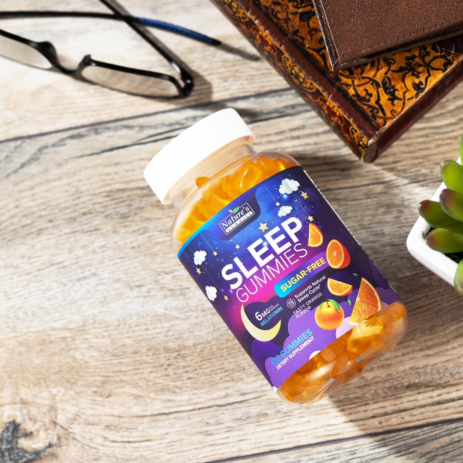 Shelf-ready display image of Sleep Gummies 6mg Orange 120-count