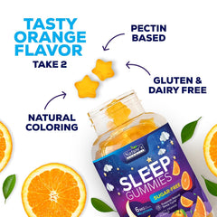 Sleep Gummies packaging with vegan and gluten-free labeling