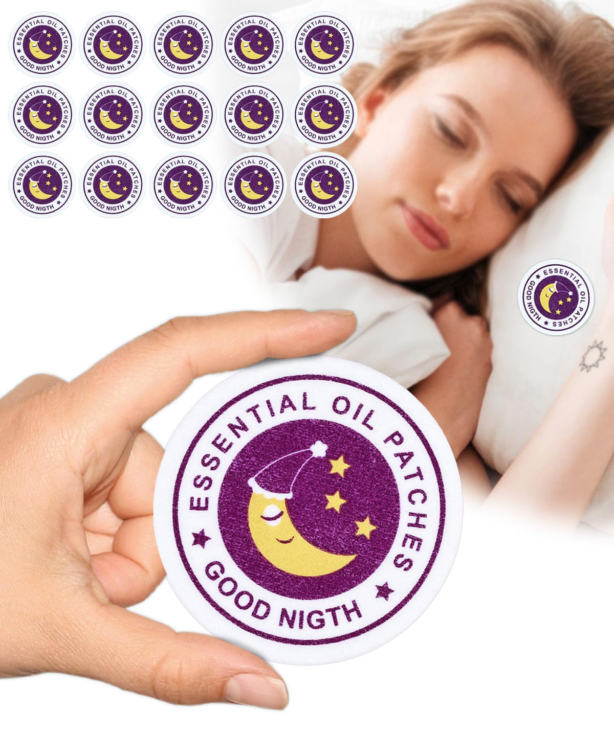 Product front view: 15 Pcs Sleep Patch Lavender 2x2 inch