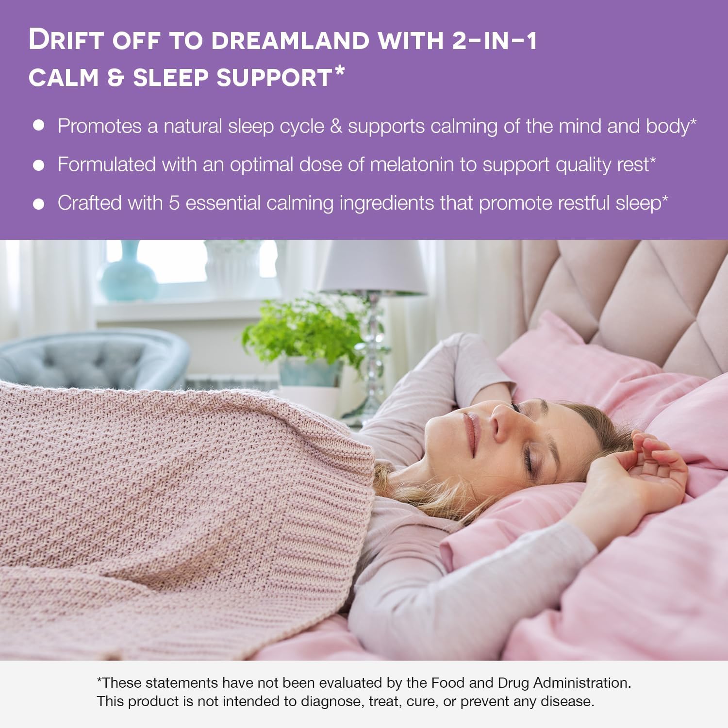 Illustration of L-Theanine, GABA, and 5-HTP sleep-support ingredients