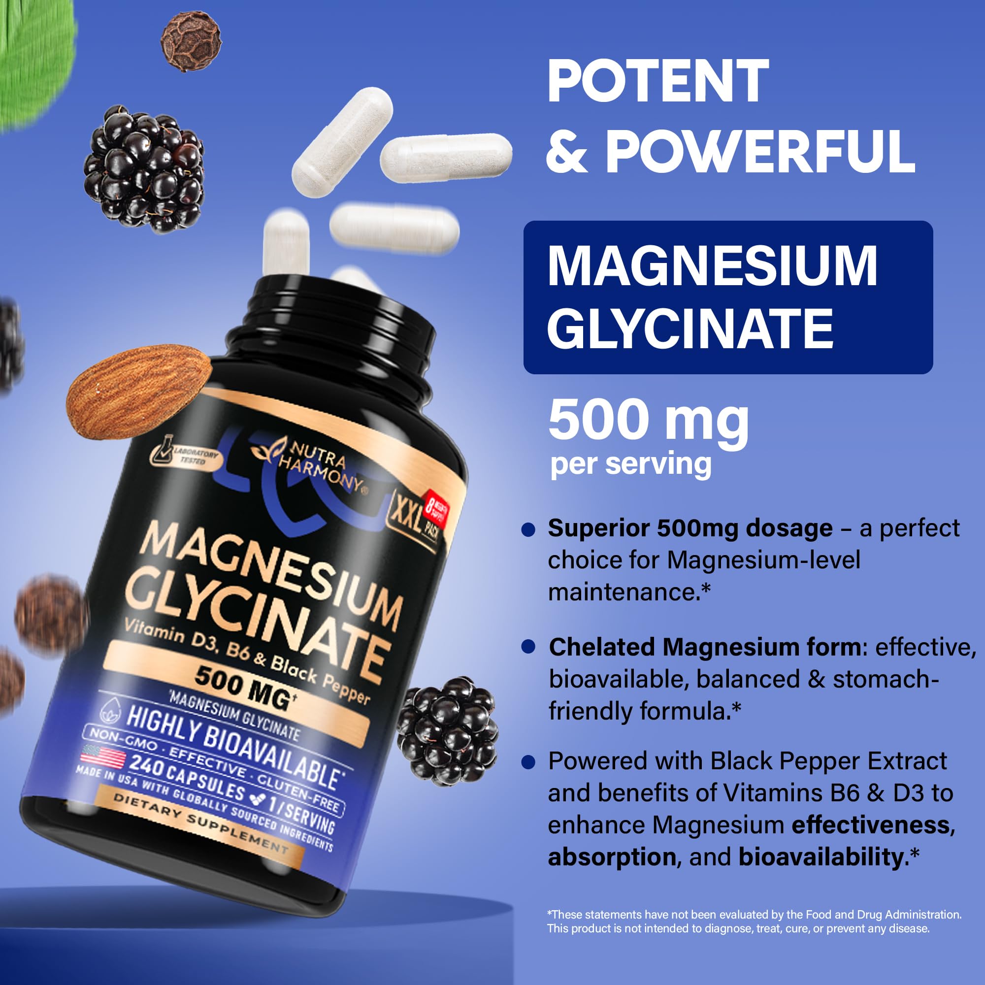 Sleep support concept associated with magnesium glycinate