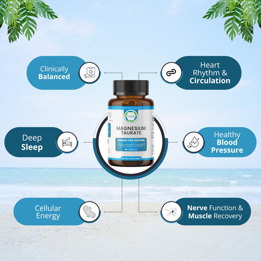 Close-up of magnesium taurate sleep-support capsules