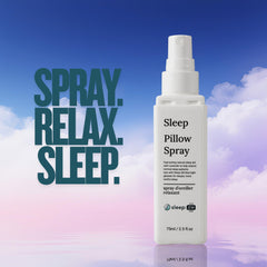 Sleep ZM Lavender Pillow Sleep Spray mist being spritzed before bed for calming aromatherapy.