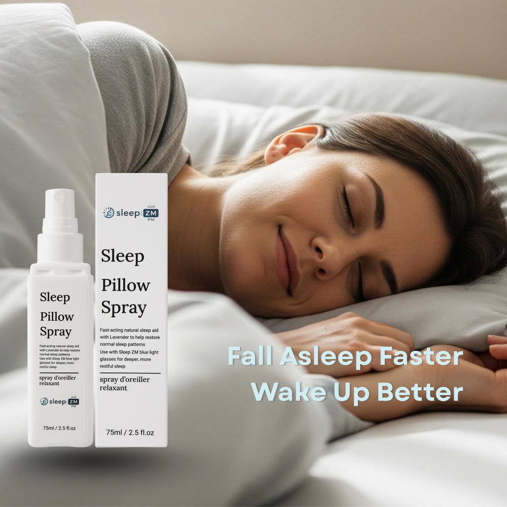 Sleep ZM Lavender Pillow Sleep Spray on pillowcase to promote restful scent ritual.