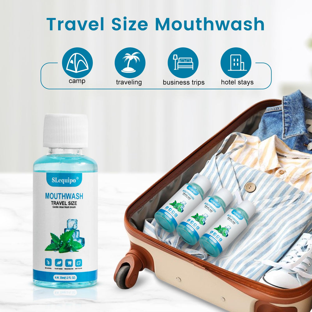 Mint flavor label close-up on SLequipo mouthwash bottle