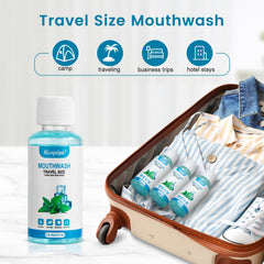 Mint flavor label close-up on SLequipo mouthwash bottle