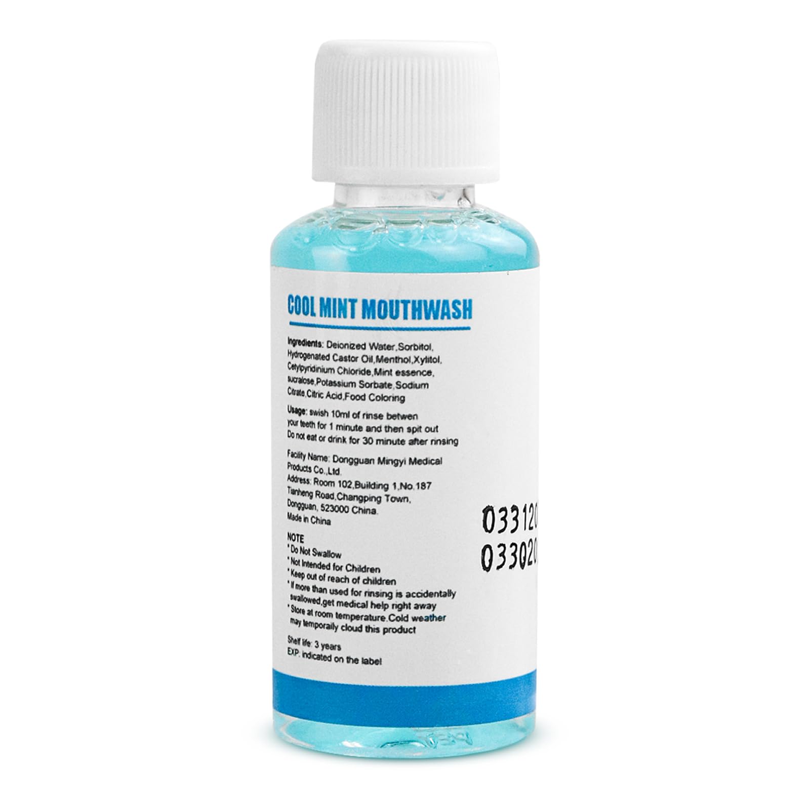 Travel bulk mouthwash set in packaging