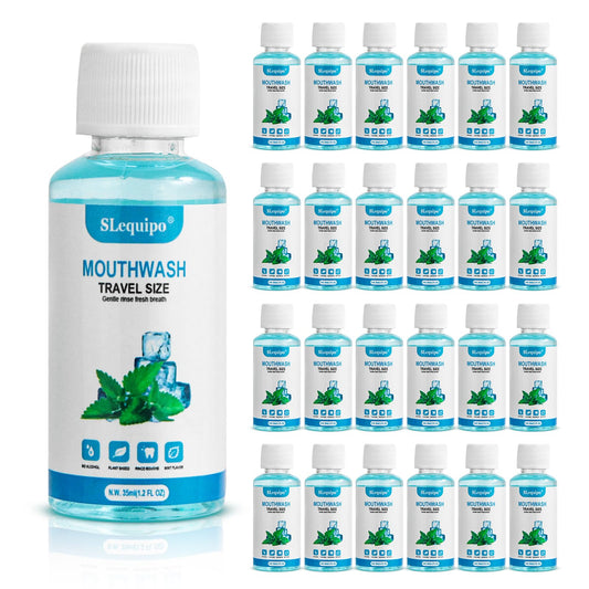 SLequipo travel mouthwash bottle blue 1.2oz front view