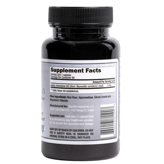 Close-up of Rauwolscine Yohimbine HCL 3mg capsule