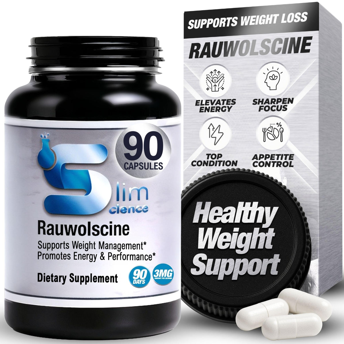 Slim Science Rauwolscine Yohimbine HCL 3mg bottle front view