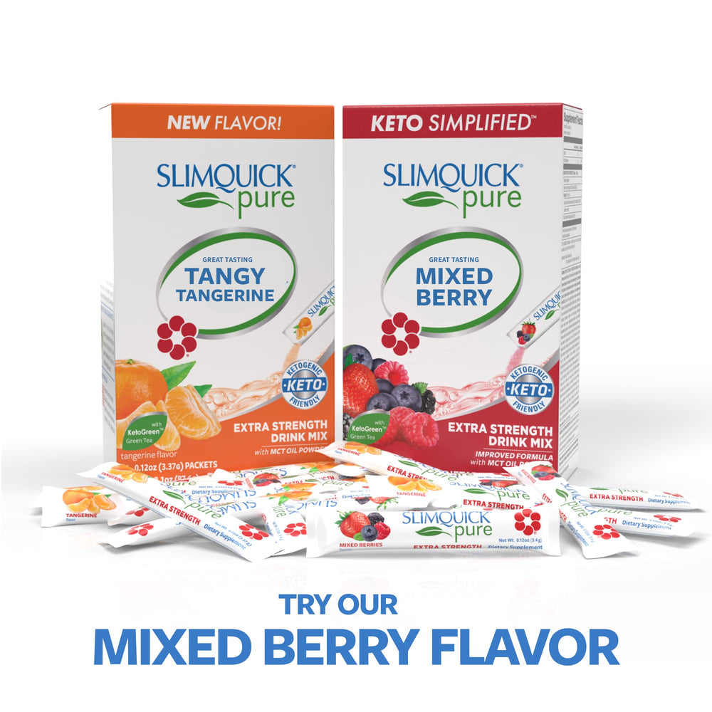 Lifestyle image of a woman using SlimQuick Tangerine drink mix