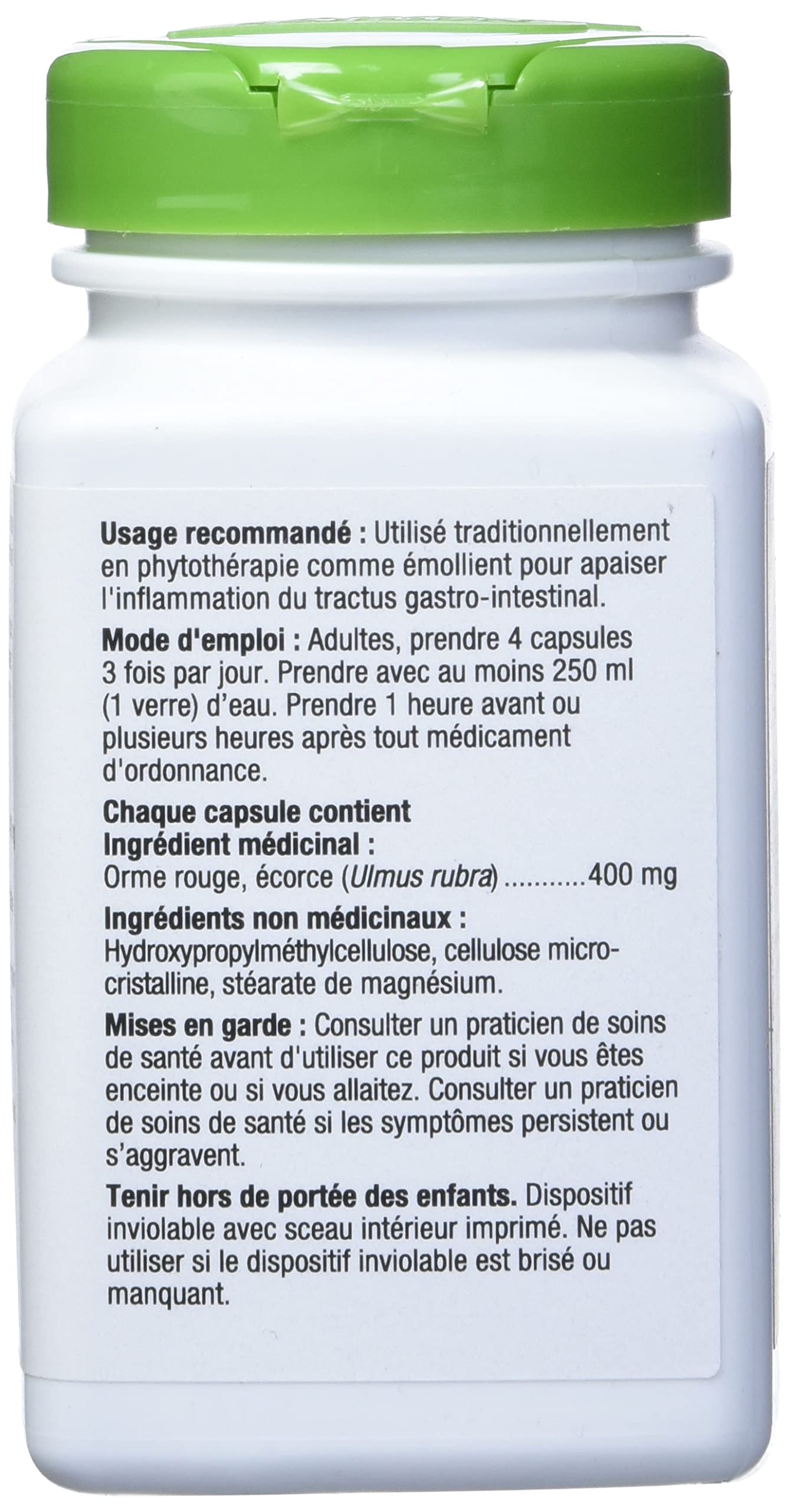 Back view of slippery elm bark 2-pack bottle