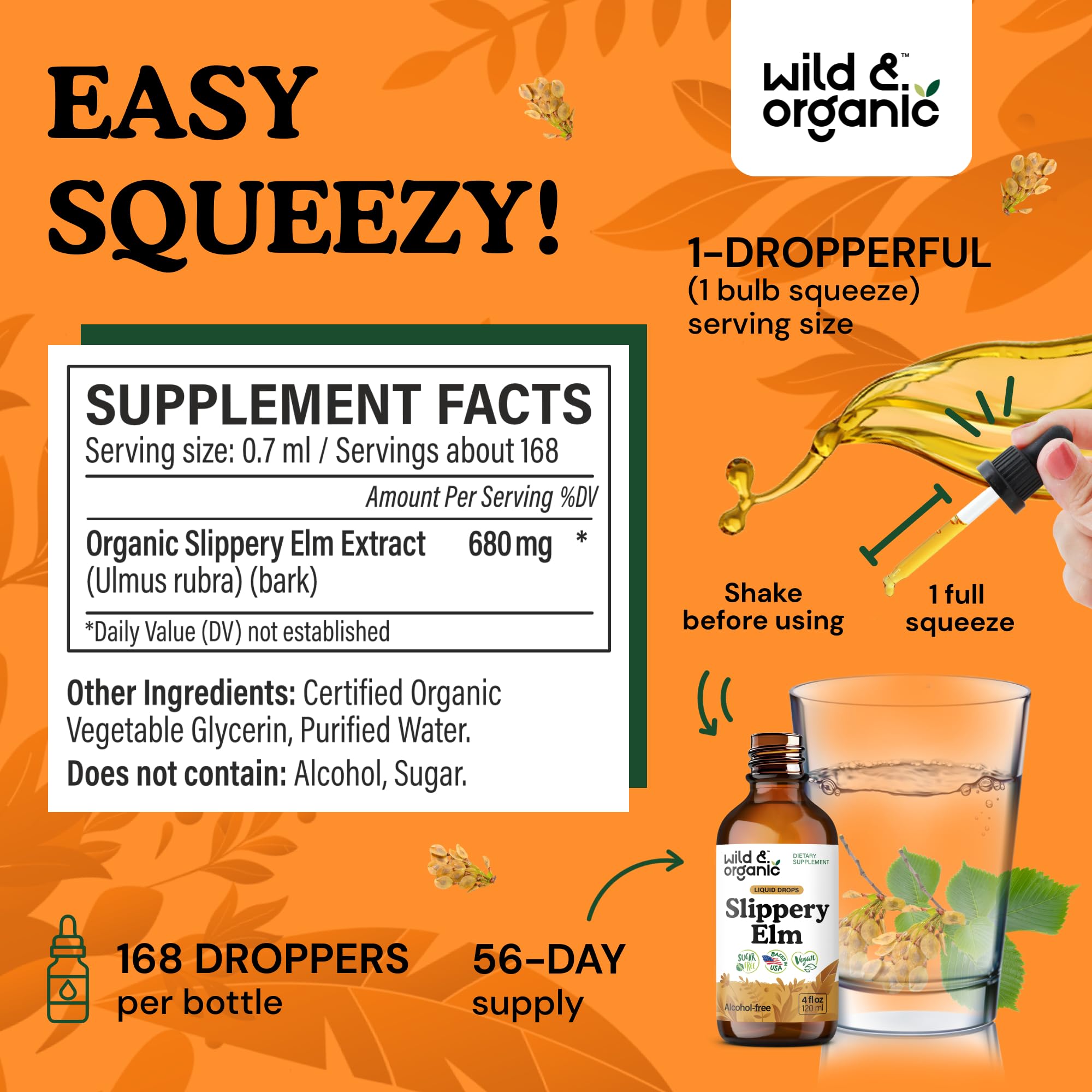 Slippery Elm Bark Extract tincture bottle close-up