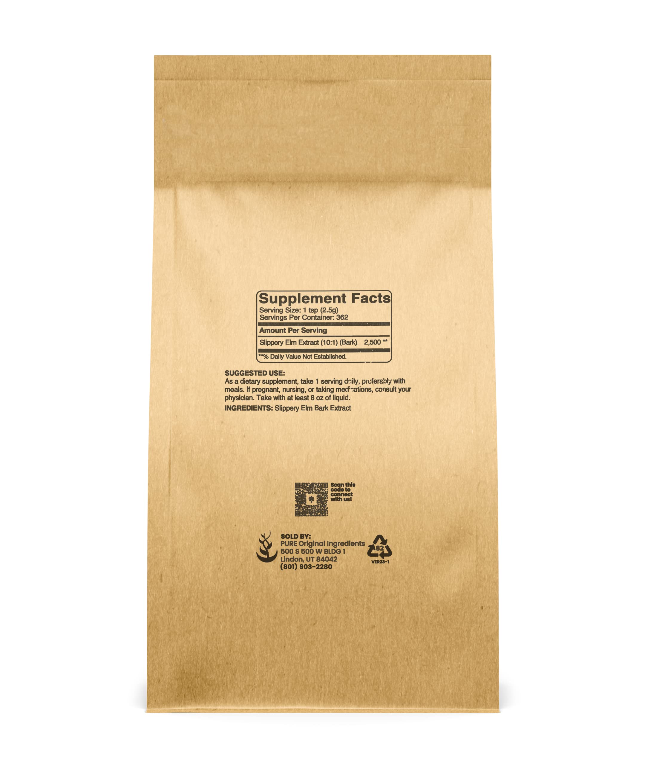 Slippery Elm Bark Powder 2lb packaging label