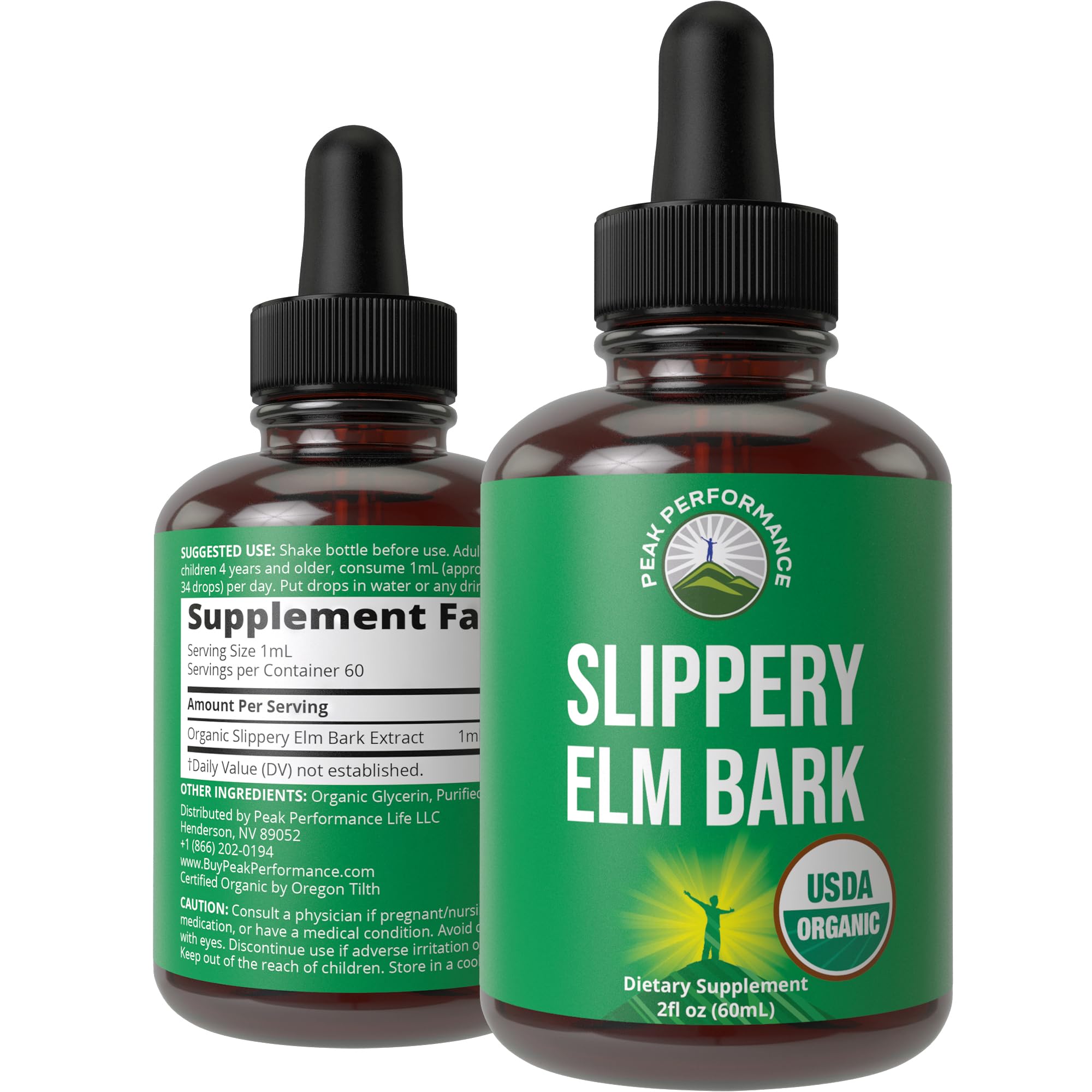 Slippery Elm Bark Liquid Drops label on bottle