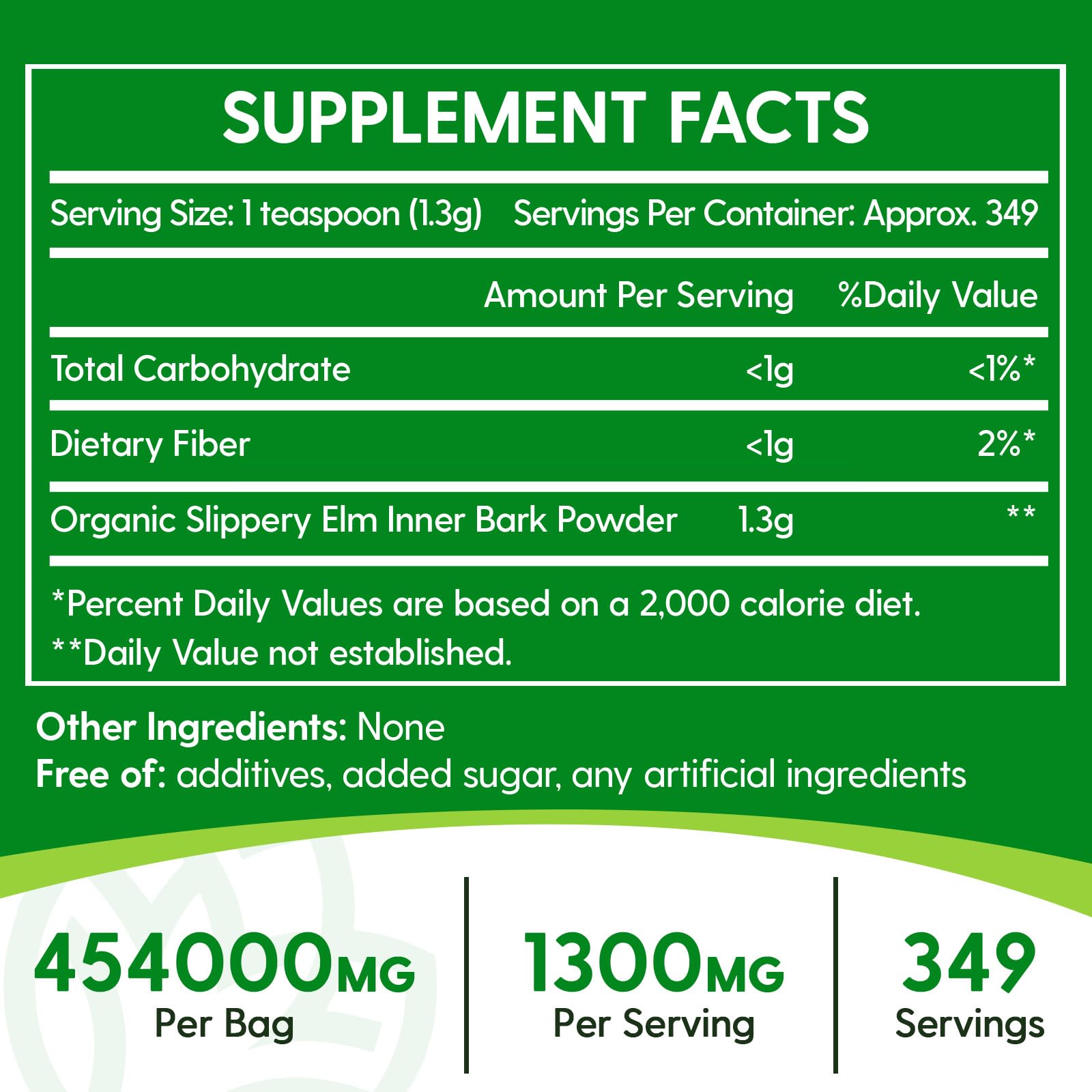 Close-up of Slippery Elm Powder bag label