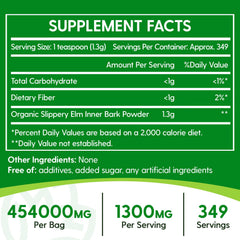 Close-up of Slippery Elm Powder bag label