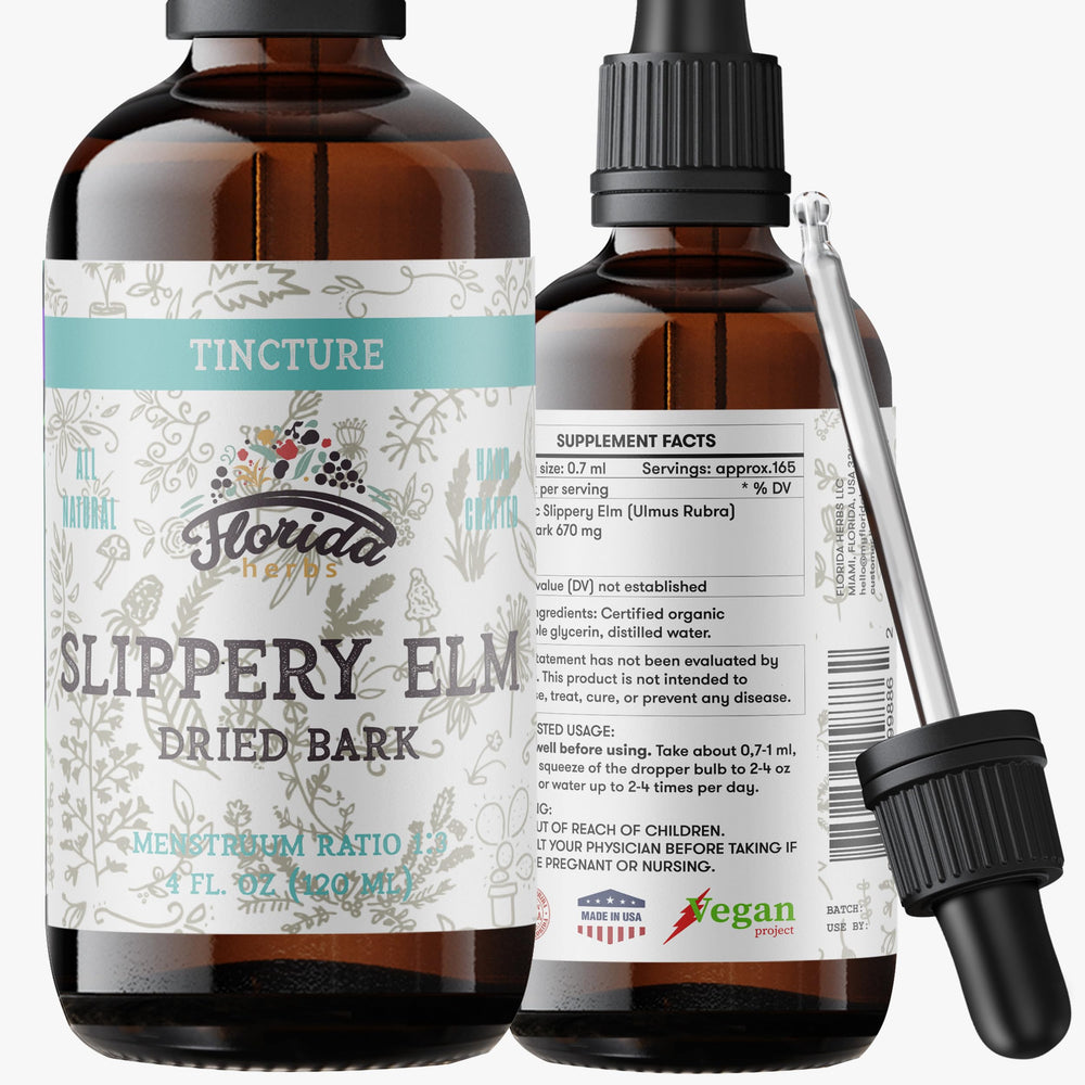 Slippery Elm tincture 4 oz bottle with label