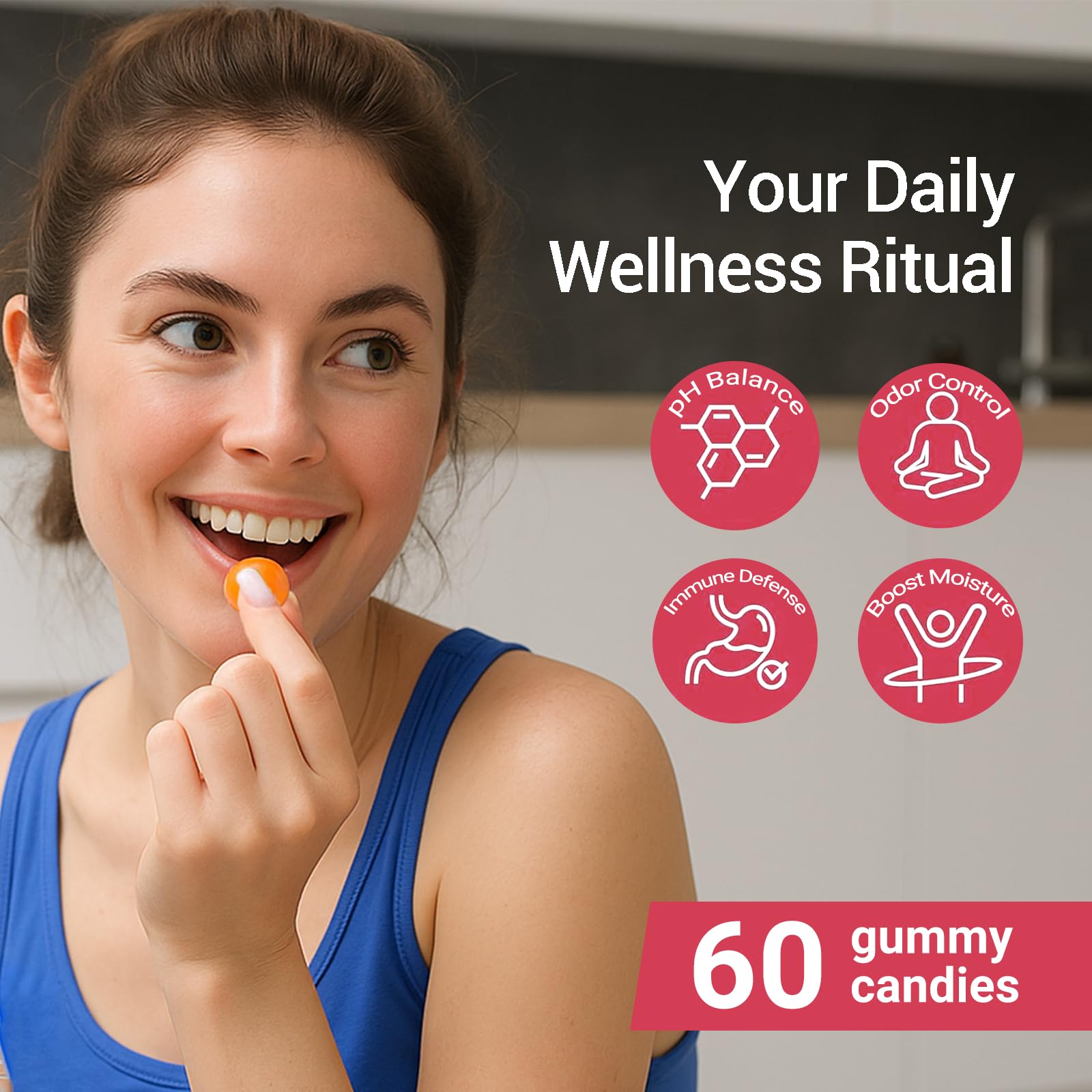 Gummies arranged in a small dish for daily feminine care