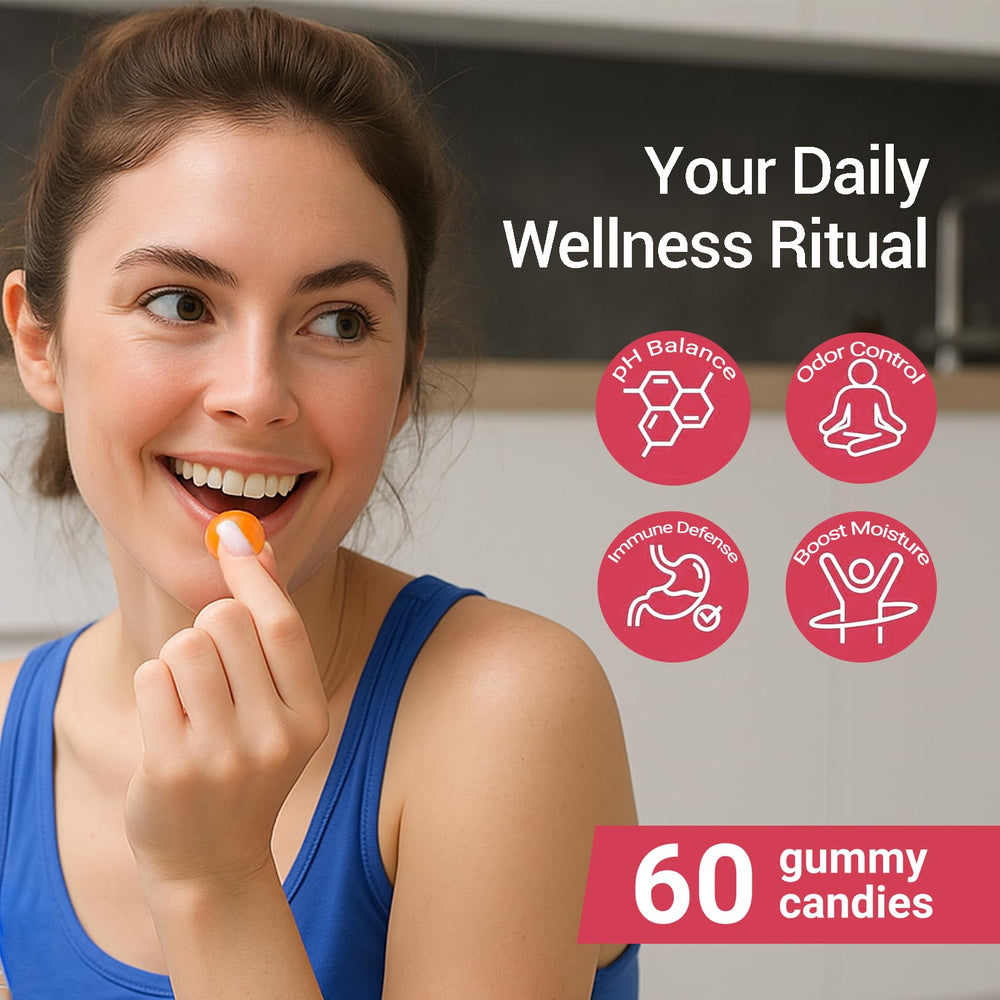 Gummies arranged in a small dish for daily feminine care