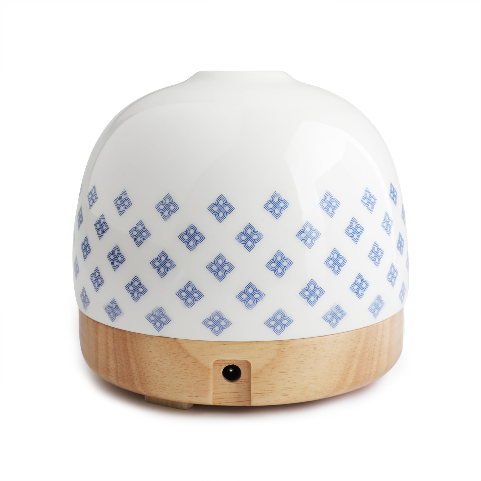 SLMIRACLE porcelain-pattern diffuser uses ultrasonic technology for a fine, gentle mist.