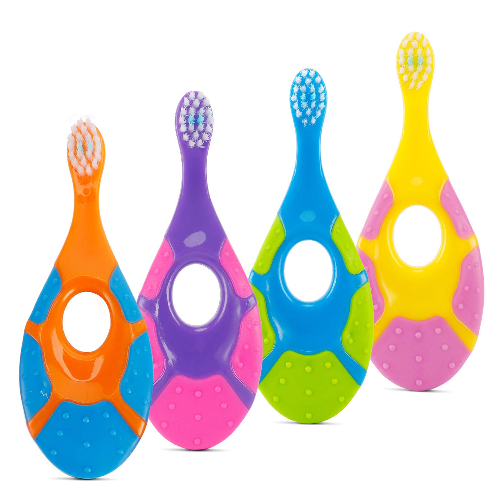 Slotic baby toothbrush 0-2 years 4-pack in bright color assortment
